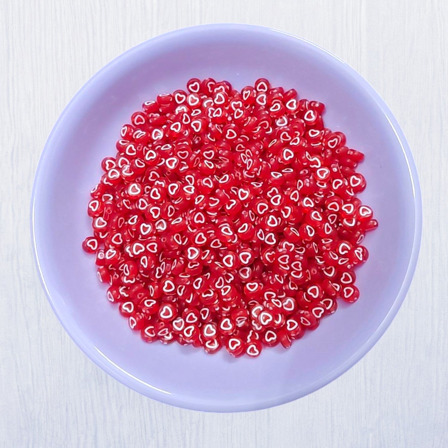 Shiny Red Acrylic Heart Beads for DIY Crafts - 20 grams