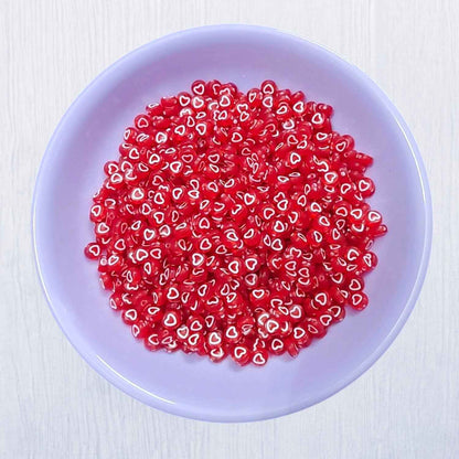 Shiny Red Acrylic Heart Beads for DIY Crafts - 20 grams
