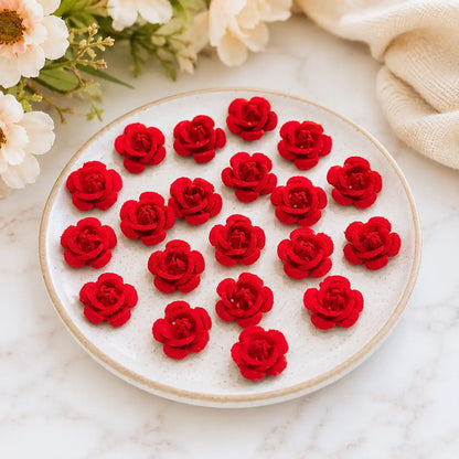 Acrylic Velvet Rose Flower - Red Color - Eva Fashion and Craft