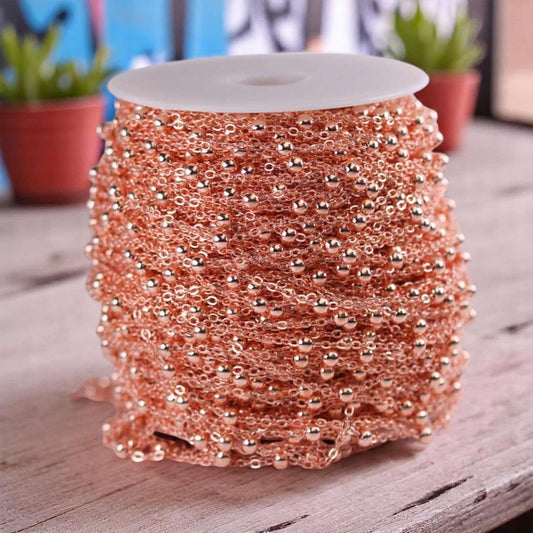 Beaded Ball chain for Jewellery Making - Rose Gold (1 meter)