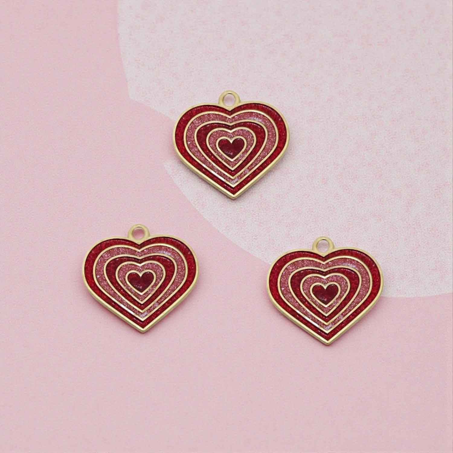 Shining Red Heart Valentine Charm - 1 Pc