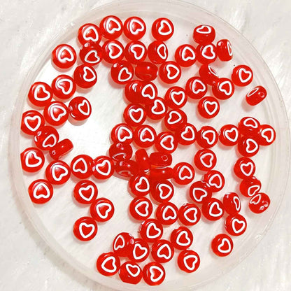 Shiny Red Acrylic Heart Beads for DIY Crafts - 20 grams
