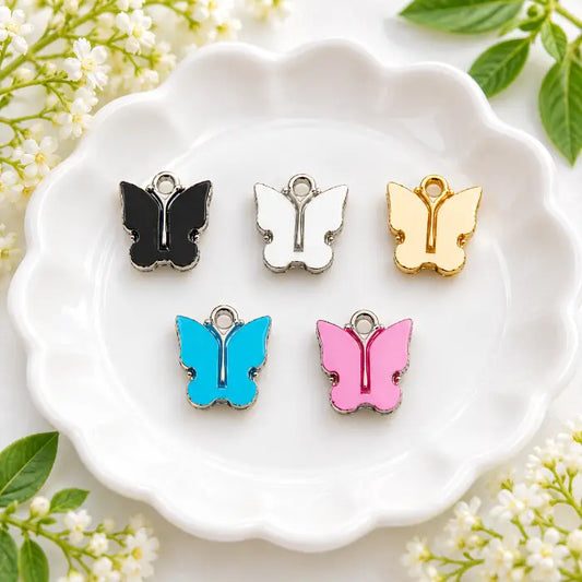 Silver Base Jelly Butterfly Charms