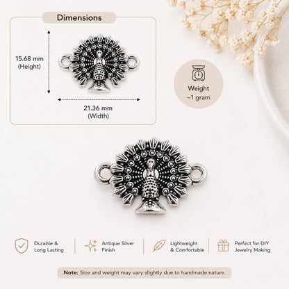 Silver Peacock Dual Hook Metal Charms