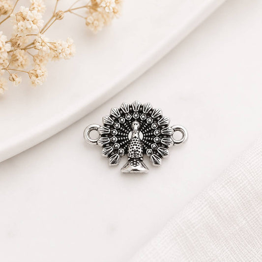 Silver Peacock Dual Hook Metal Charms