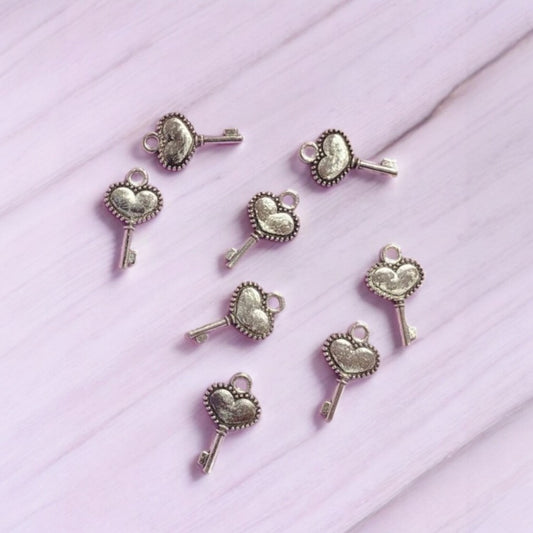 Silver Key Metal Charm