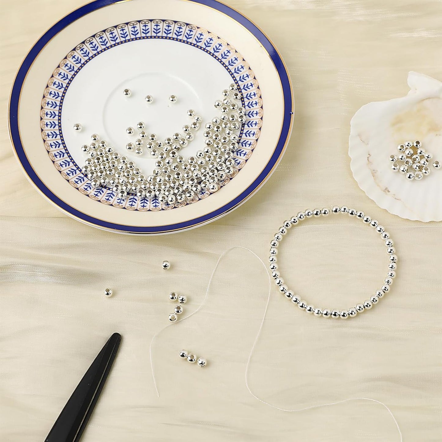 3mm Metal Spacer Ball - Silver - 10gms