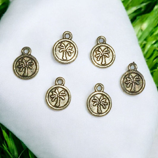 Silver Tree Ring Charm - 10 Pcs