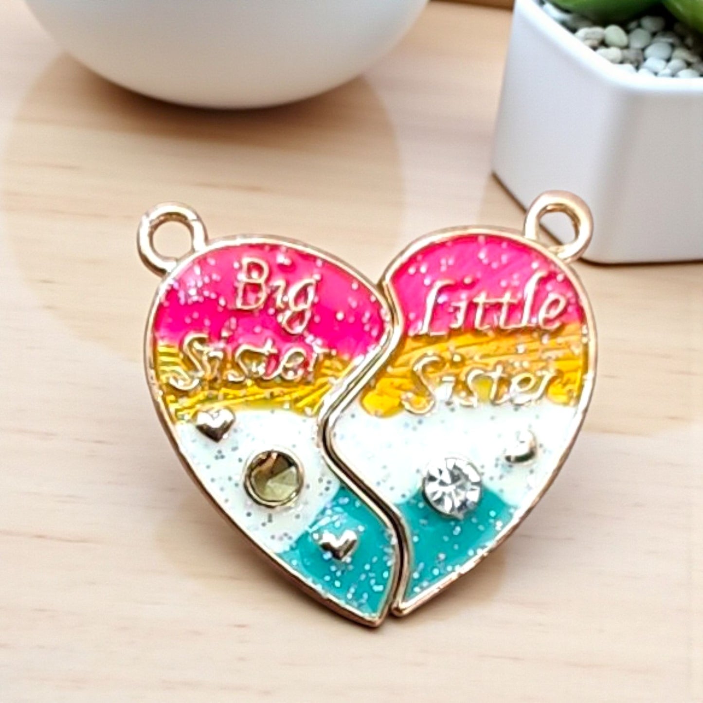 Sister Love Heart Magnetic Charm - 1 Pc
