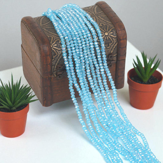 Sky Blue Crystal Beads - 6 mm
