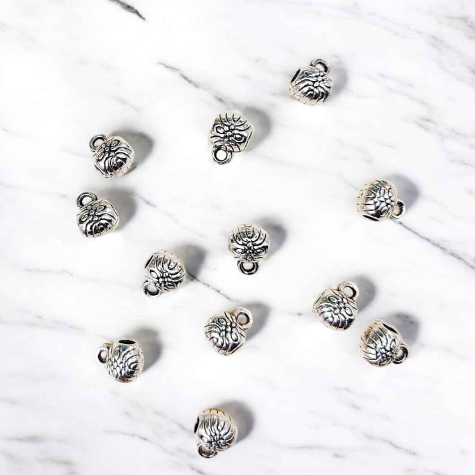Small Silver Connector Spacer Metal Charm - (Pack of 5 Pcs)