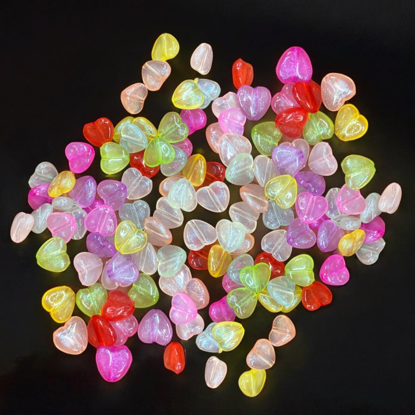 Heart Sparkle Glow beads for Phone Charm - 5 Pcs Mixed