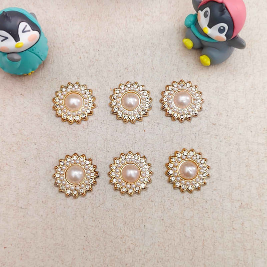 Stone Flower Patch with Pearl - 1 Pc