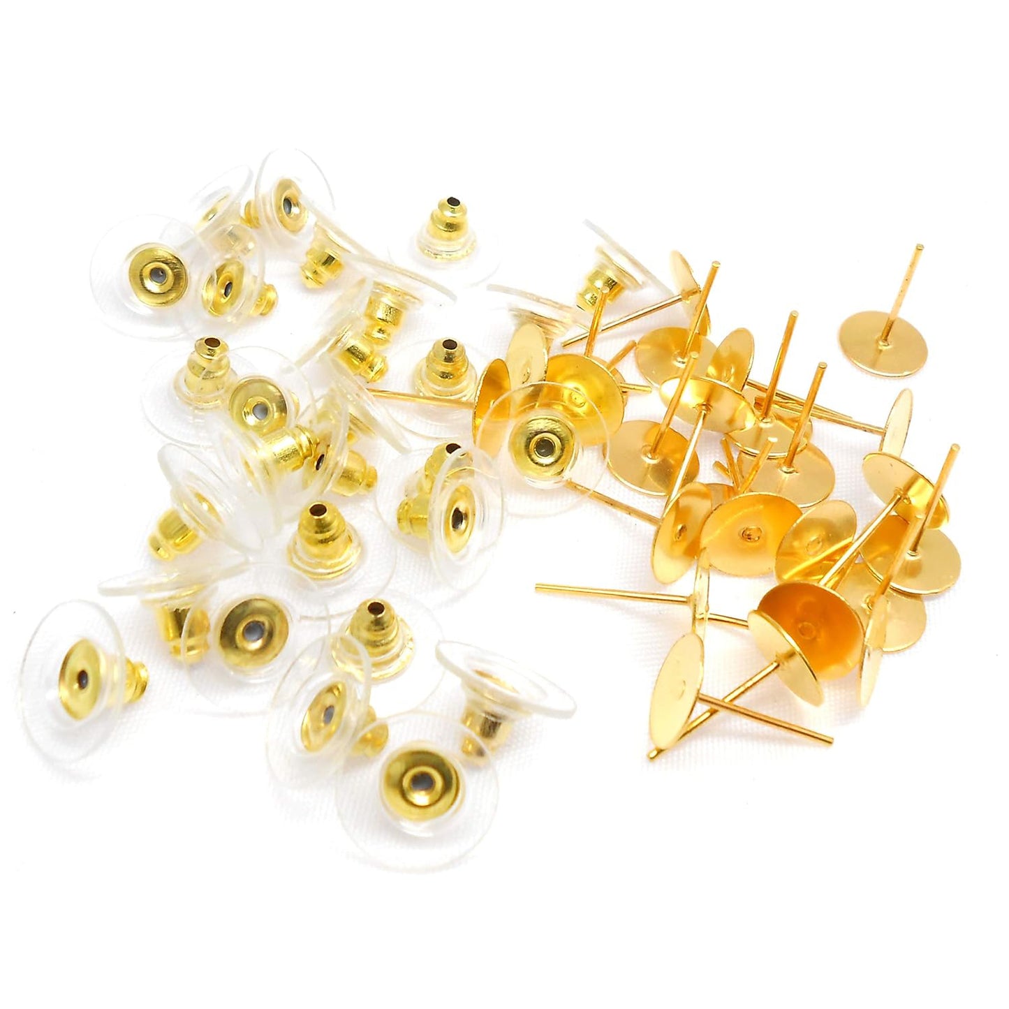 Earring Backs Stud Head Pins featuring Soft Rubber Silicone Push Button Locks.