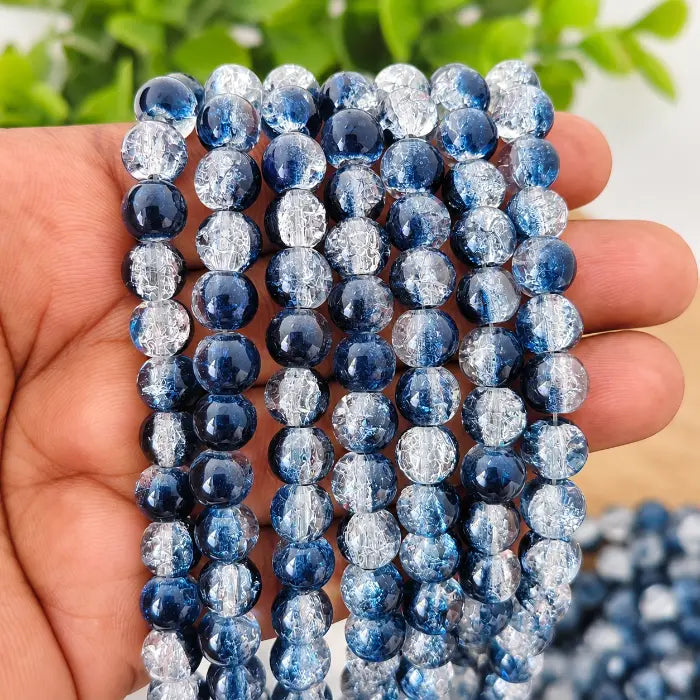 Teal Blue Multi Crackle Beads 8mm
