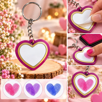 Thumbprint Heart Keychain - Pink