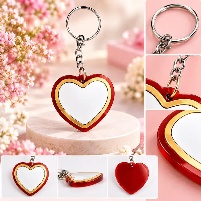 Thumbprint Heart Keychain - Red