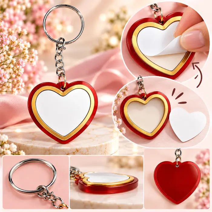 Thumbprint Heart Keychain - Red