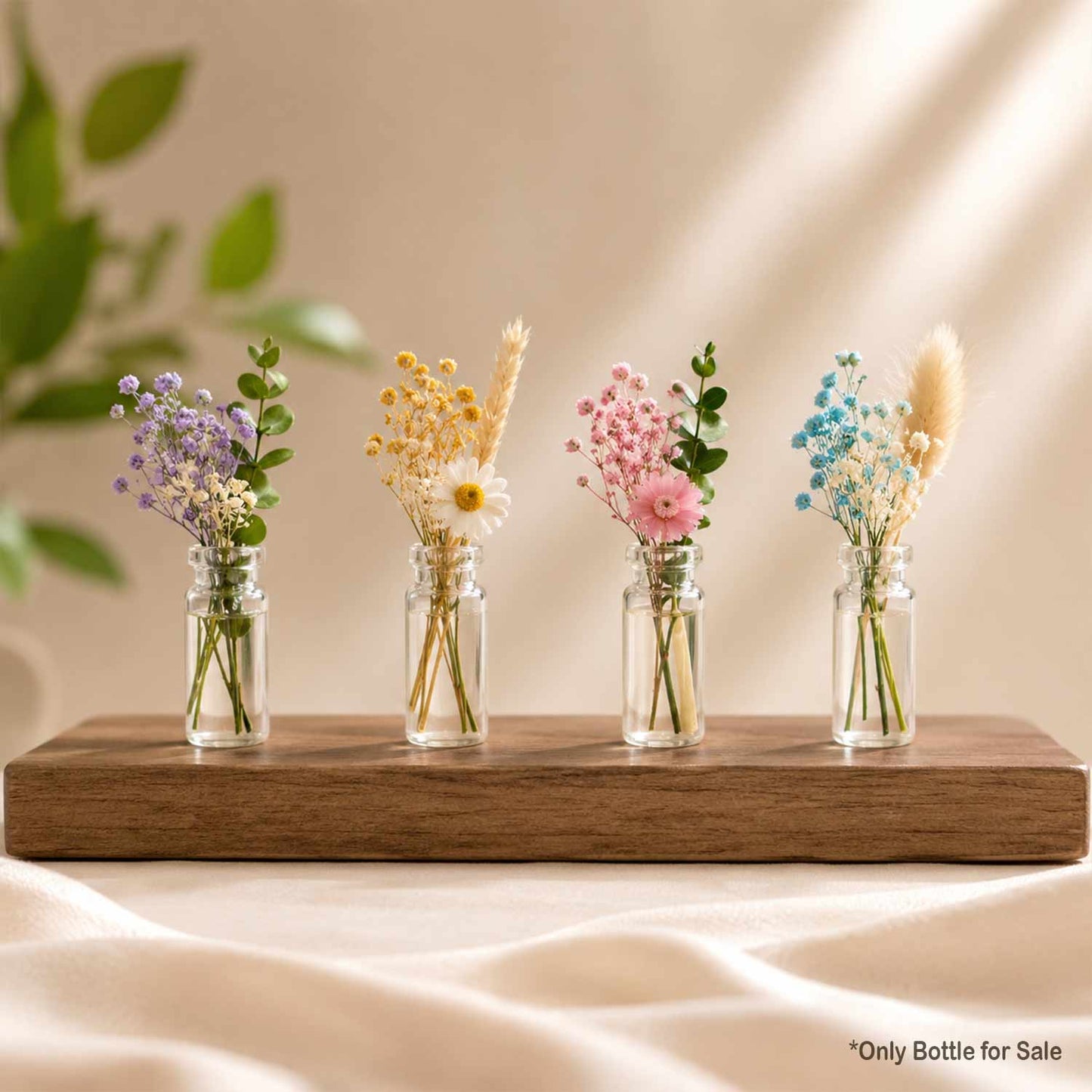 Mini Transparent Clear Glass Bottles With Sealing Rubber Cover - 5 Pcs