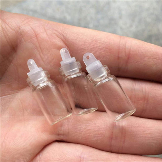 Mini Transparent Clear Glass Bottles With Sealing Rubber Cover - 5 Pcs