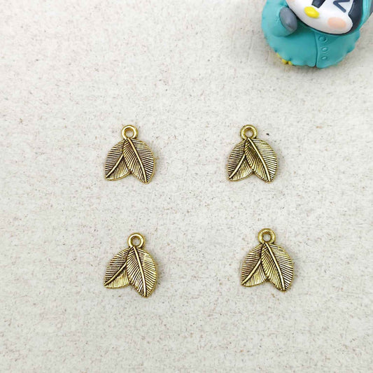 Twin Leaf Metal Charms Gold - 1 Pc