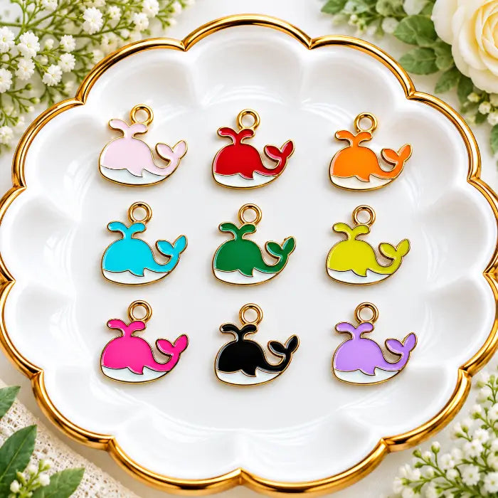 Multicolor Whale Charms - 5 Pcs mixed