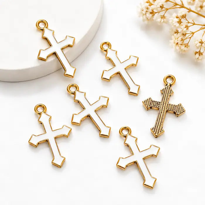 White Cross Charms for DIY Jewellery Making
