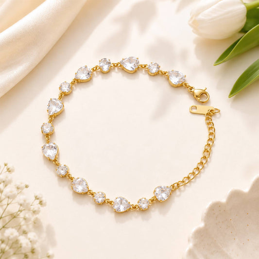 Anti-Tarnish Heart Bracelet - White