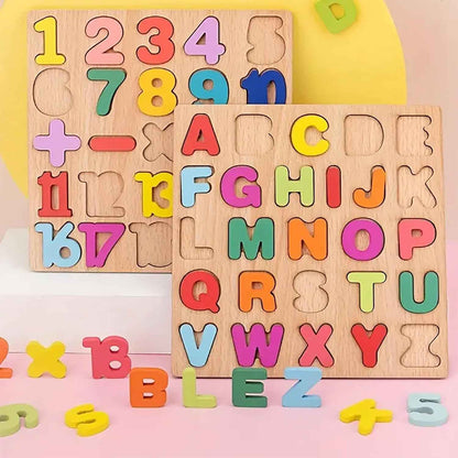 Wooden Alphabets and Number Board Puzzles for Kids