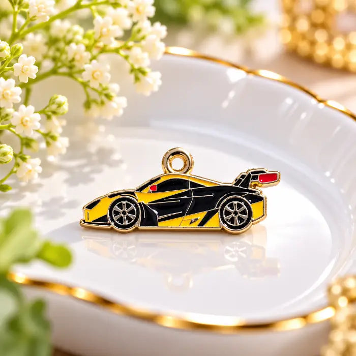 Yellow Black Sports Car Charm