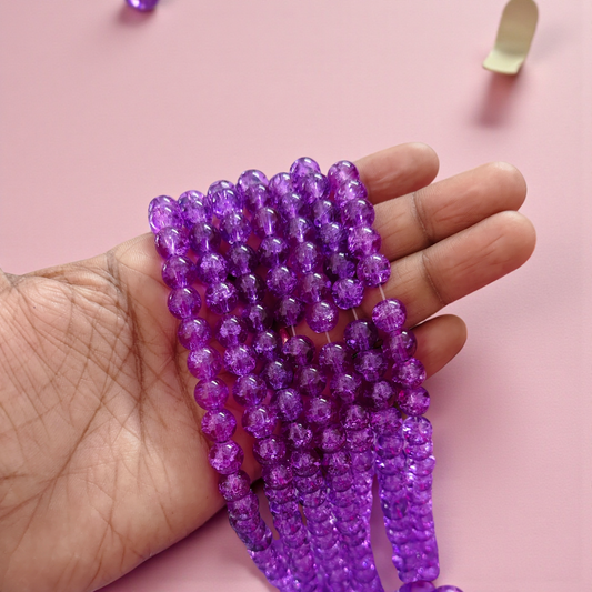 Purple Crackle Beads 8mm