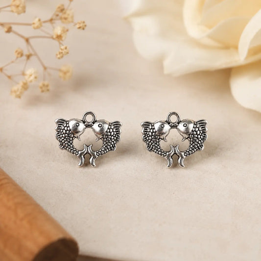 Dual Fish Metal Charms Silver - 1 Pc