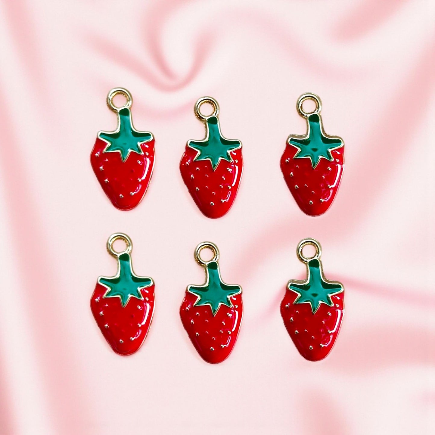 Red Strawberry Charms for Jewelry Making