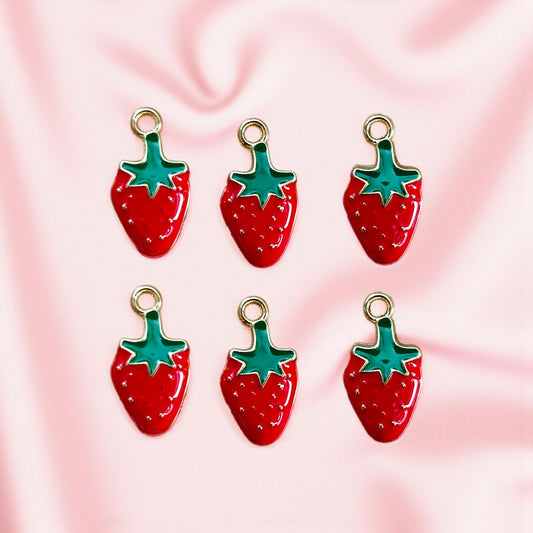 Red Strawberry Charms for Jewelry Making